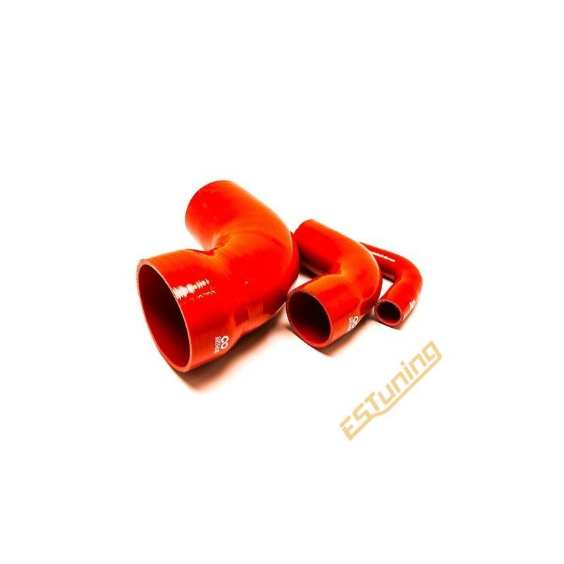 Silikoon Üleminek 90° - Ø60-55 mm, Pikkus 125x125 mm, Paksus. 5 mm, Punane