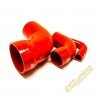 90° Silicone Reducer Elbow - Ø70-51 mm, Length 125x125 mm, Thick. 5 mm, Red
