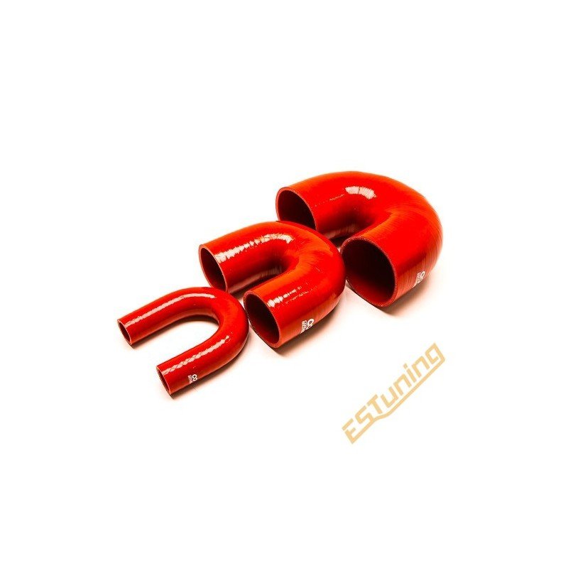 180° Silicone Elbow - Ø76 mm, Length 105x129x105 mm, Thick. 5 mm, Red