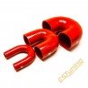 180° Silicone Elbow - Ø76 mm, Length 105x129x105 mm, Thick. 5 mm, Red