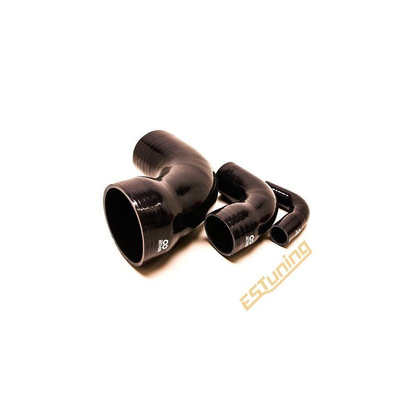 90° Silicone Reducer Elbow - Ø35-25 mm, Length 102x102 mm, Thick. 4 mm, Black
