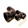 90° Silicone Reducer Elbow - Ø35-25 mm, Length 102x102 mm, Thick. 4 mm, Black