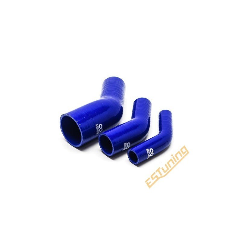 45° Silicone Reducer Elbow - Ø57-51 mm, Length 102x102 mm, Thick. 5 mm, Blue