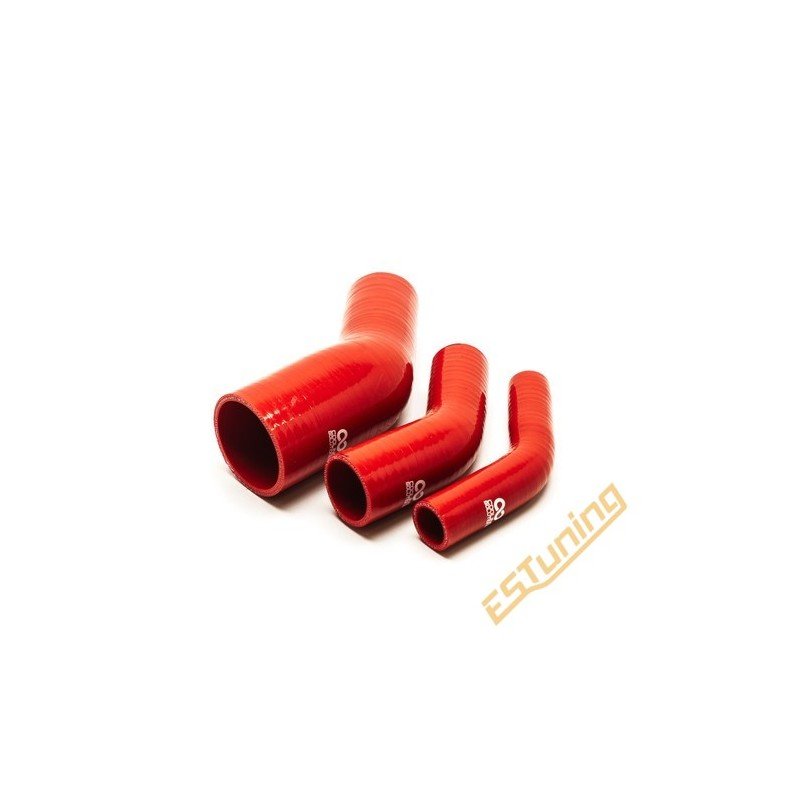 Silikoon Üleminek 45° - Ø38-25 mm, Pikkus 102x102 mm, Paksus. 4 mm, Punane