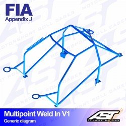 V1 Weld-In 10-punkti Turvapuur, Ford Sierra MK1, 2 & 3 - 4-ukseline Sedan (RWD & AWD) - FIA